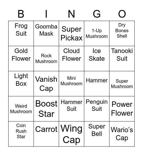 Mikail Round 1 [Mario Power-Ups] Bingo Card
