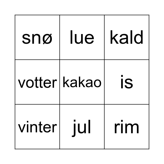 Vinterbingo Card
