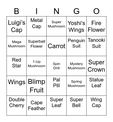 Irri Round 1 [Mario Power-Ups] Bingo Card