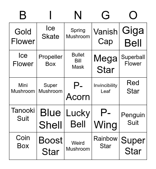 Irri Round 2 [Mario Power-Ups] Bingo Card