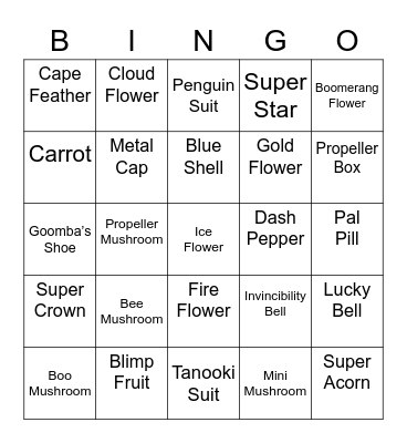 Rahen Round 1 [Mario Power-Ups] Bingo Card