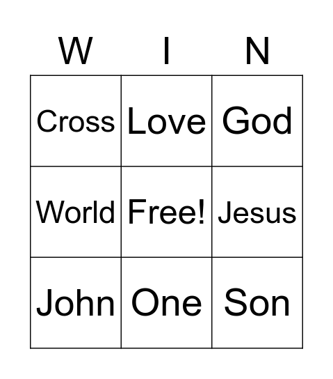 Church Bingo Card