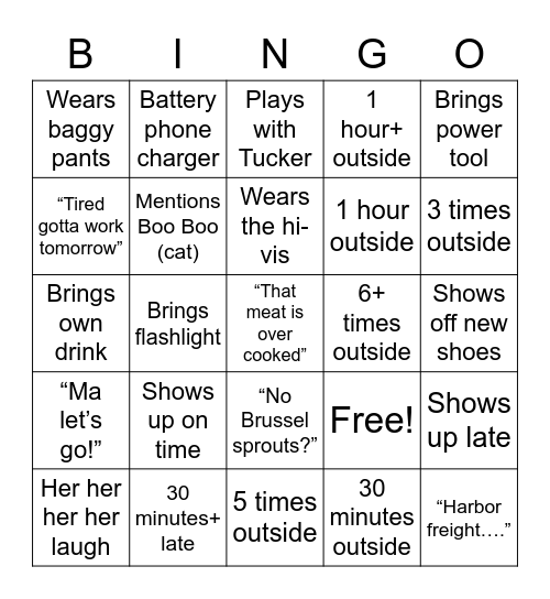 The Official U.M.B Bingo Card