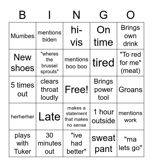 U M Bingo Card