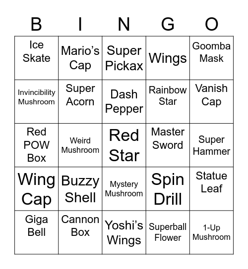 Skull Round 2 [Mario Power-Ups] Bingo Card