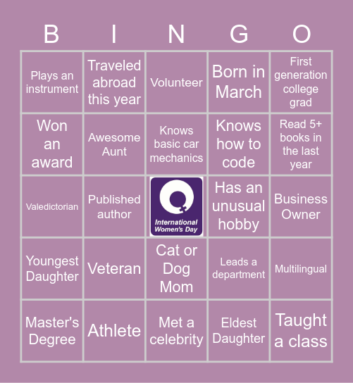 Women of G2 Ops Bingo Card