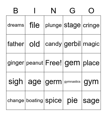 spi 5 ge gi gy Bingo Card