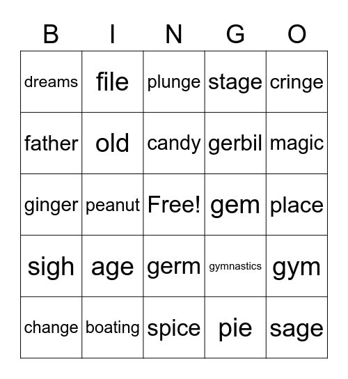 spi 5 ge gi gy Bingo Card