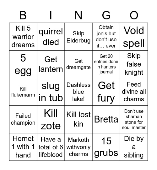 holler knight Bingo Card