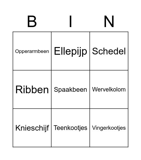 Bottenbingo! Bingo Card