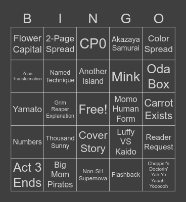 One Piece Chapter 1042 Bingo Card
