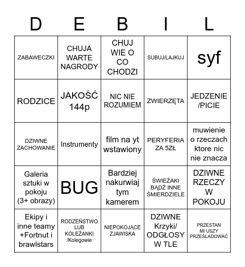 MUJ POKUJ BINGO Card