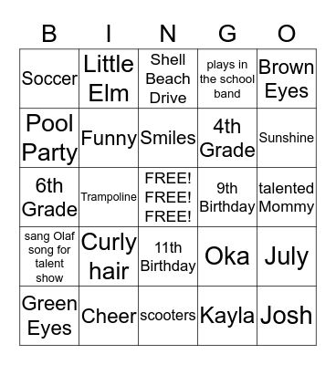 Melanie and Julianne BINGO Card