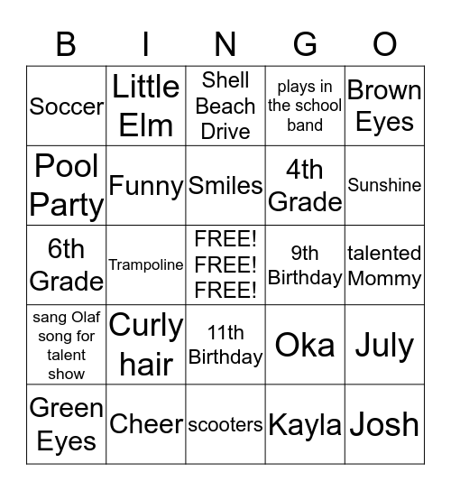 Melanie and Julianne BINGO Card