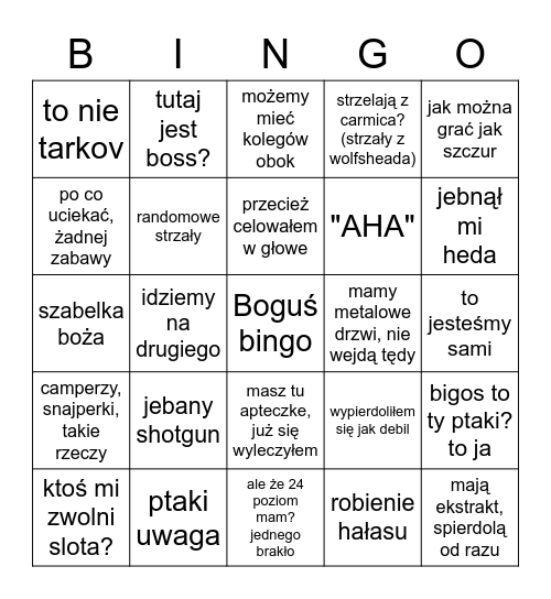 Boguś Bingo Card