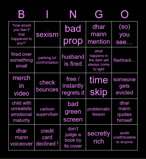 dhar mann bingo Card