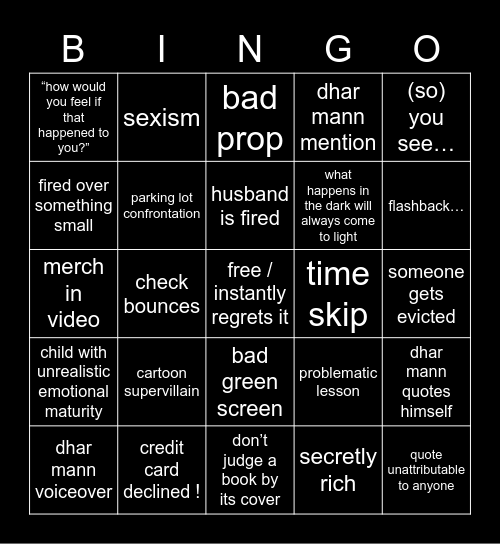 dhar mann bingo Card