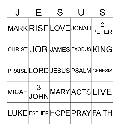 Sister Val's Bible Bingo Card