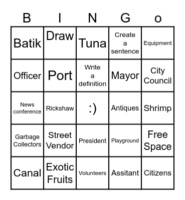 Vocabulary 9-10 Bingo Card