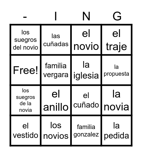 M&L Bingo Card