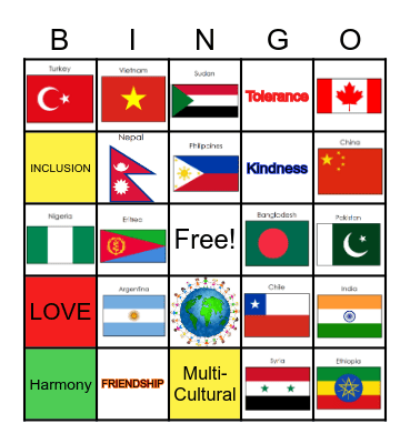 Racial Harmony Bingo Card