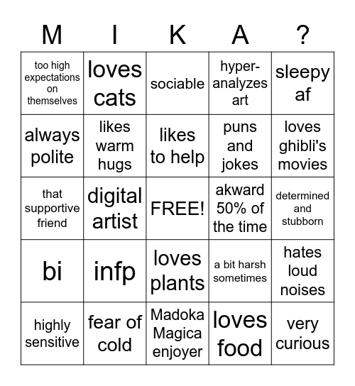 How similar are you to Bingo Card