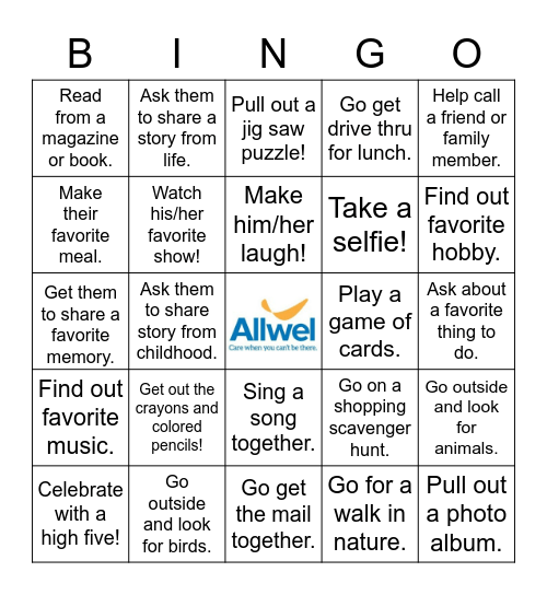 ALLWEL CARES WAY - AIDES IN ACTION Bingo Card