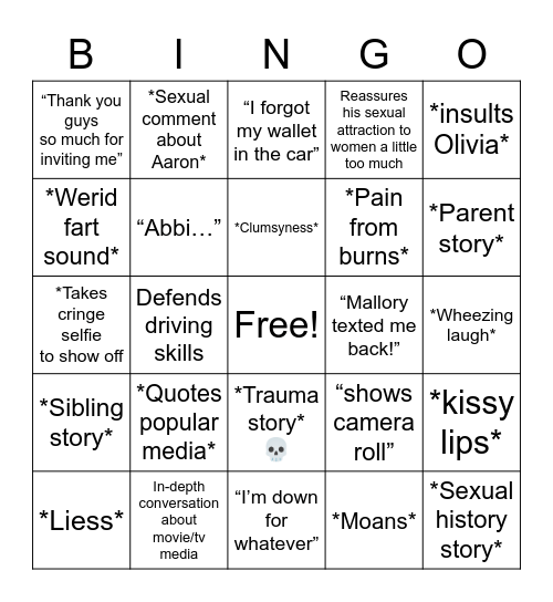 Andrew Bingo Card