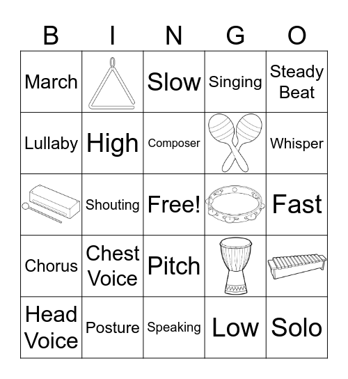 1st Grade Vocabulary Bingo Card