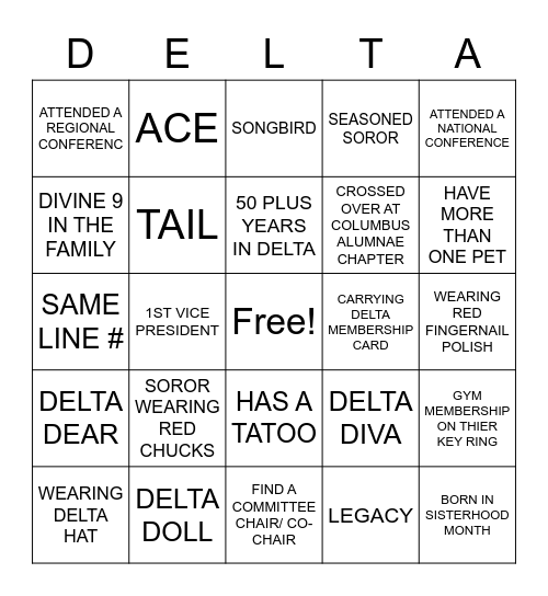 SISTERHOOD MONTH Bingo Card