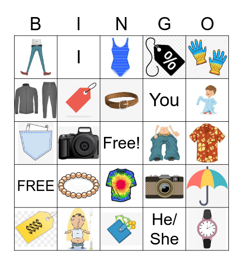 Shopping Bingo Card