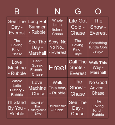 September 2020 - Pretend Bingo Card