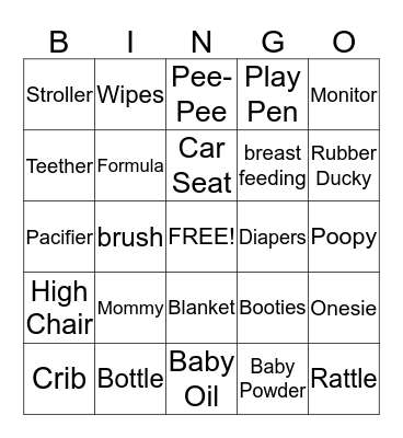 Baby Bingo Card