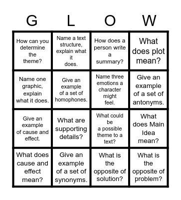 Neon Block Reading Review Bingo Card