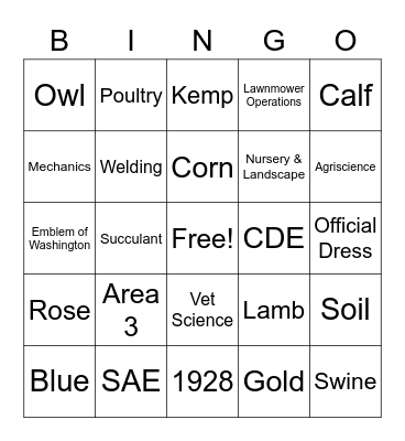 FFA Bingo Card