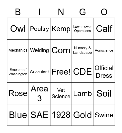 FFA Bingo Card