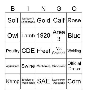 FFA Bingo Card