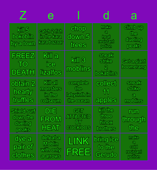 ZELDA BINGO Card