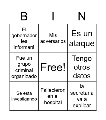 Mañanera del Cacas Tragedia Fut Bingo Card