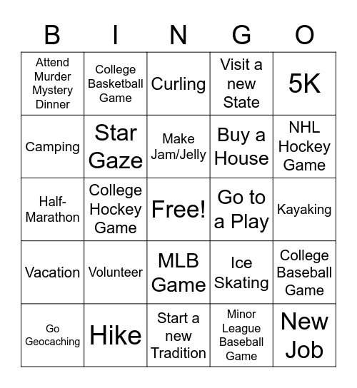 2022 Bingo Card