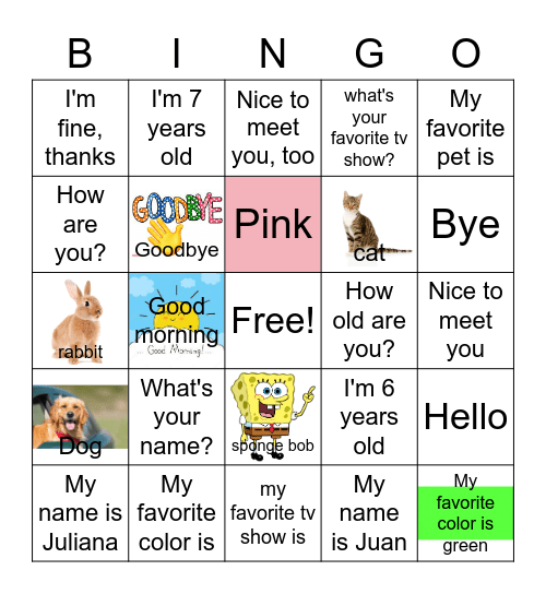 INTRODUCING MYSELF Bingo Card