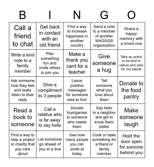 Spread happiness Bingo Card