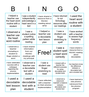 RS/ISC Shared Learning Bingo Card