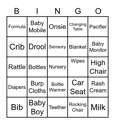 Khadija's Baby Sprinkle Bingo Card