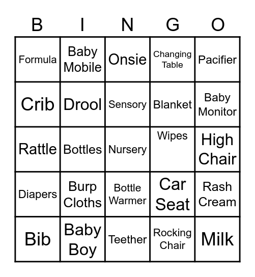 Khadija's Baby Sprinkle Bingo Card