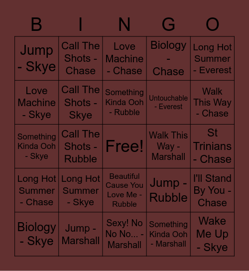 September 2020 - Animals Bingo Card