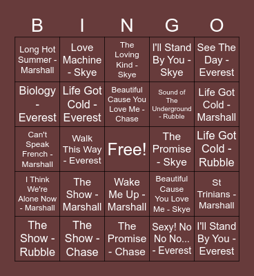 September 2020 - Friends Bingo Card