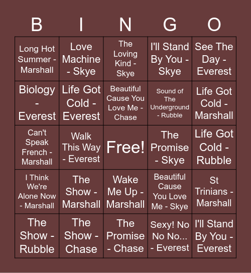 September 2020 - Friends Bingo Card