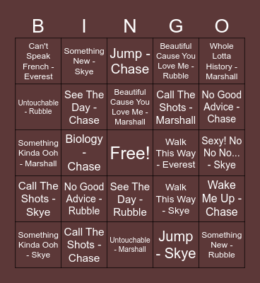 September 2020 - Senses Bingo Card