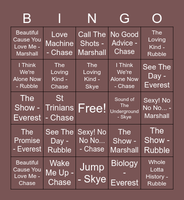 September 2020 - Colours Bingo Card